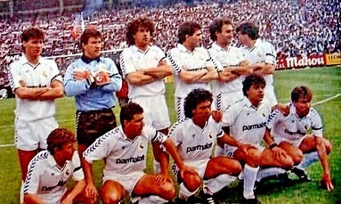 Camisetas Match usadas por Maceda, Santillana, Sanchís y Buyo de la temporada 1987/1988, año en que la quinta del bui...