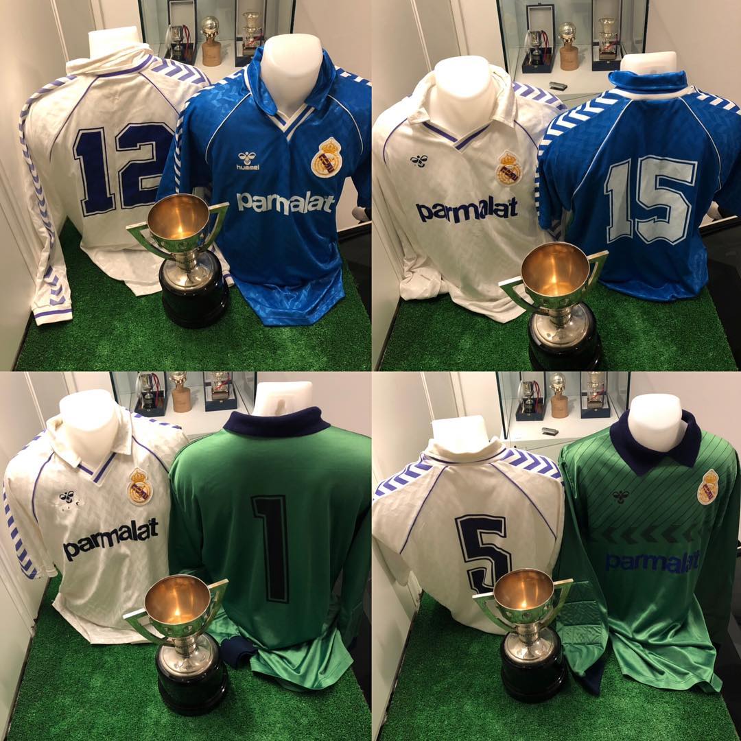 Camisetas Match worn temporada 1987/1988, usadas por Sanchís Buyo, Maceda y Santillana