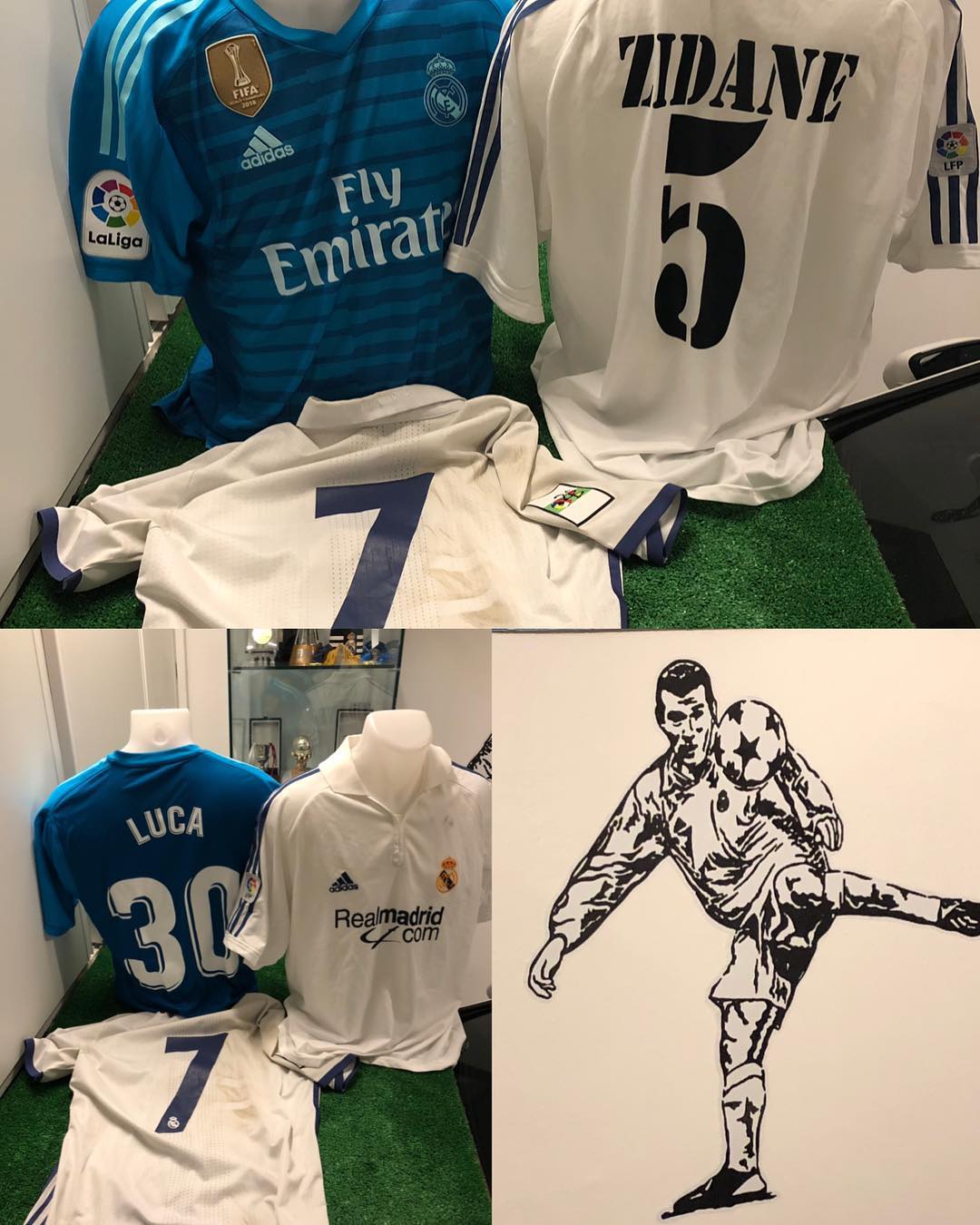 Camisetas usadas por la familia Zidane @luca @enzo y @zidane en los partidos contra Villarreal Valencia y Real unión
