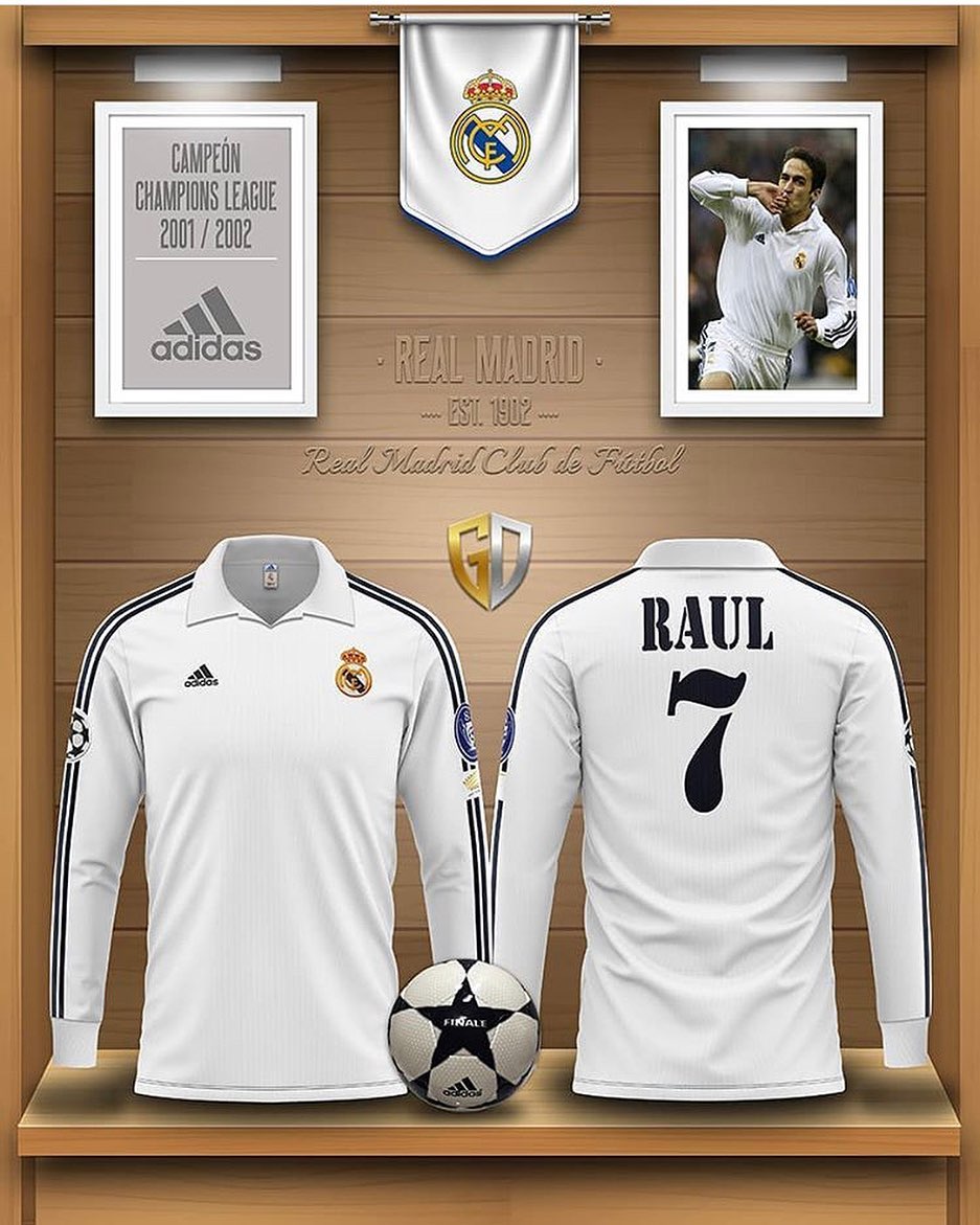 Gracias a @graphitex_design por el diseño de la camiseta de la 9 copa del europa, en la que @raulgonzalez anotó el pr...