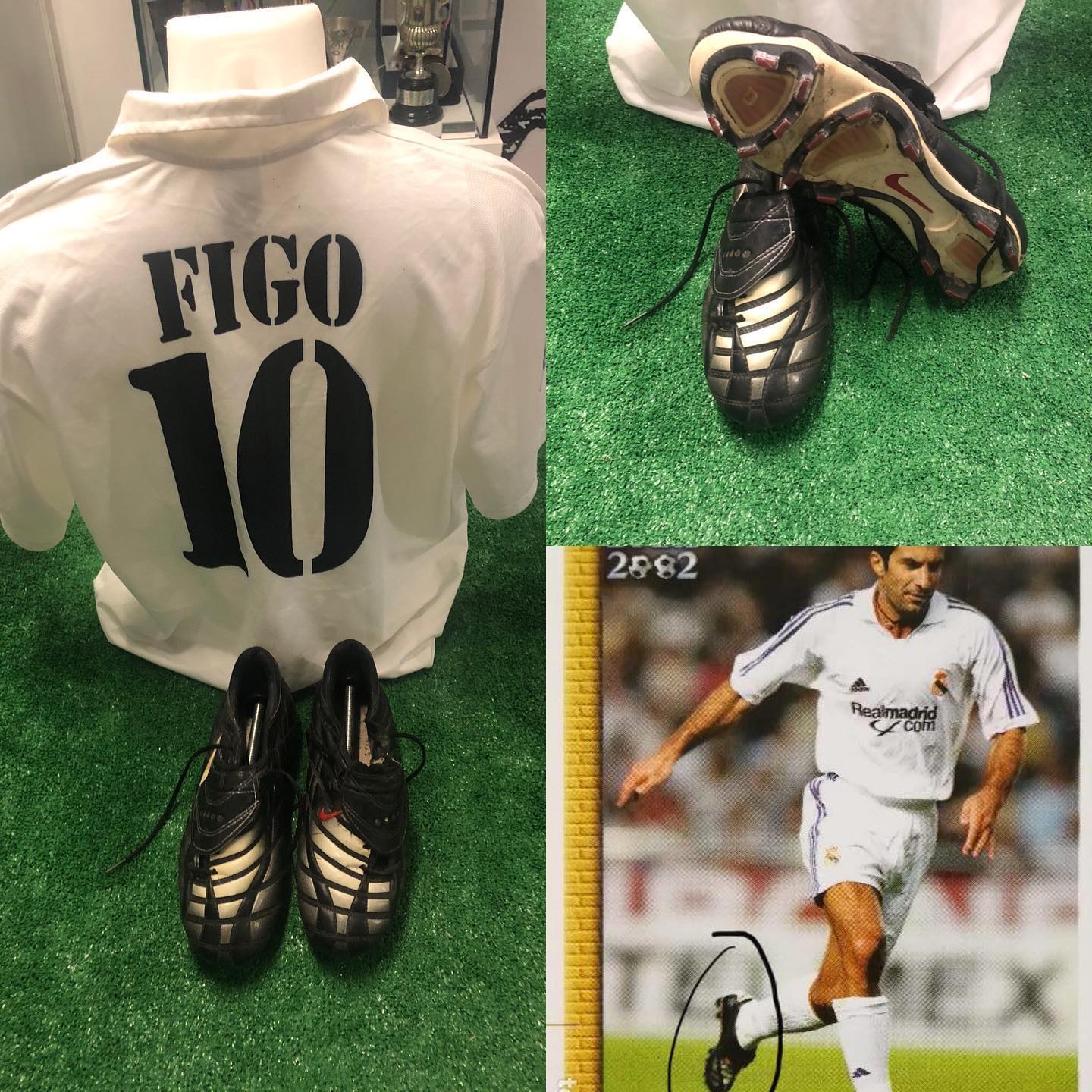 Botas y casaca usada por @luis__figo  con el Real Madrid, durante 5 años nos deleitó con su fútbol en el coliseo madr...