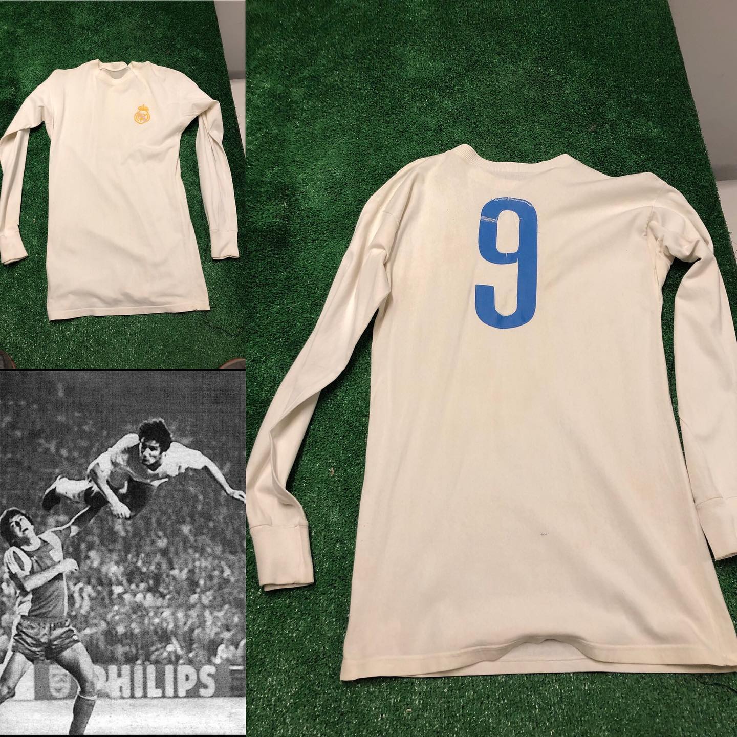 Camiseta Match worn usada por el gran Santillana en la temporada 1979/1980 en copa de europa ante el Celtic