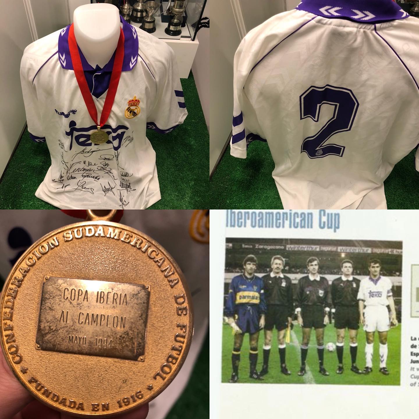 Dos recuerdos de ese título, la zamarra de Míguel Porlan Chendo firmada por el equipo campeón en la temporada 1993/19...