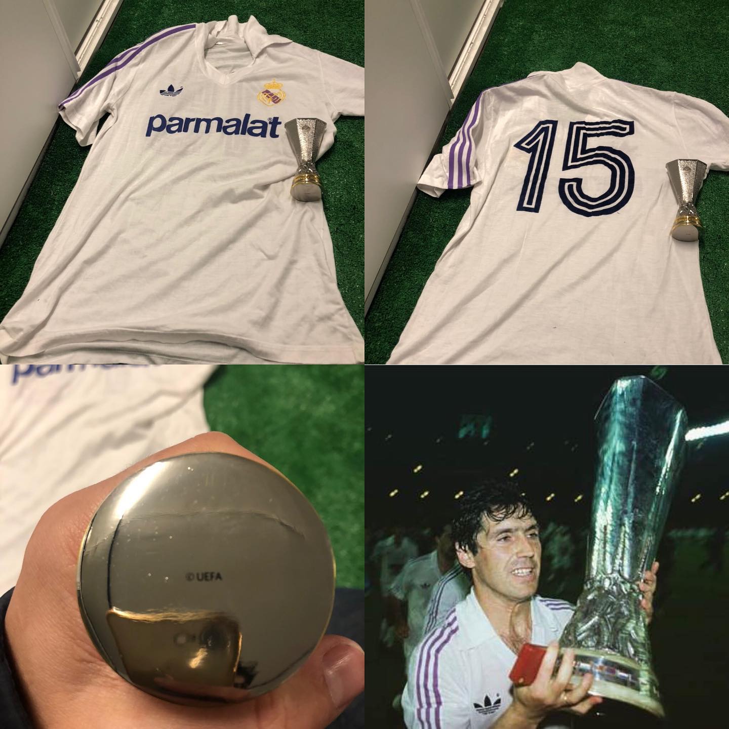 Camiseta de Santillana de la temporada 1985/1986 utilizada en la copa de la uefa y Liga de esa gloriosa temporada