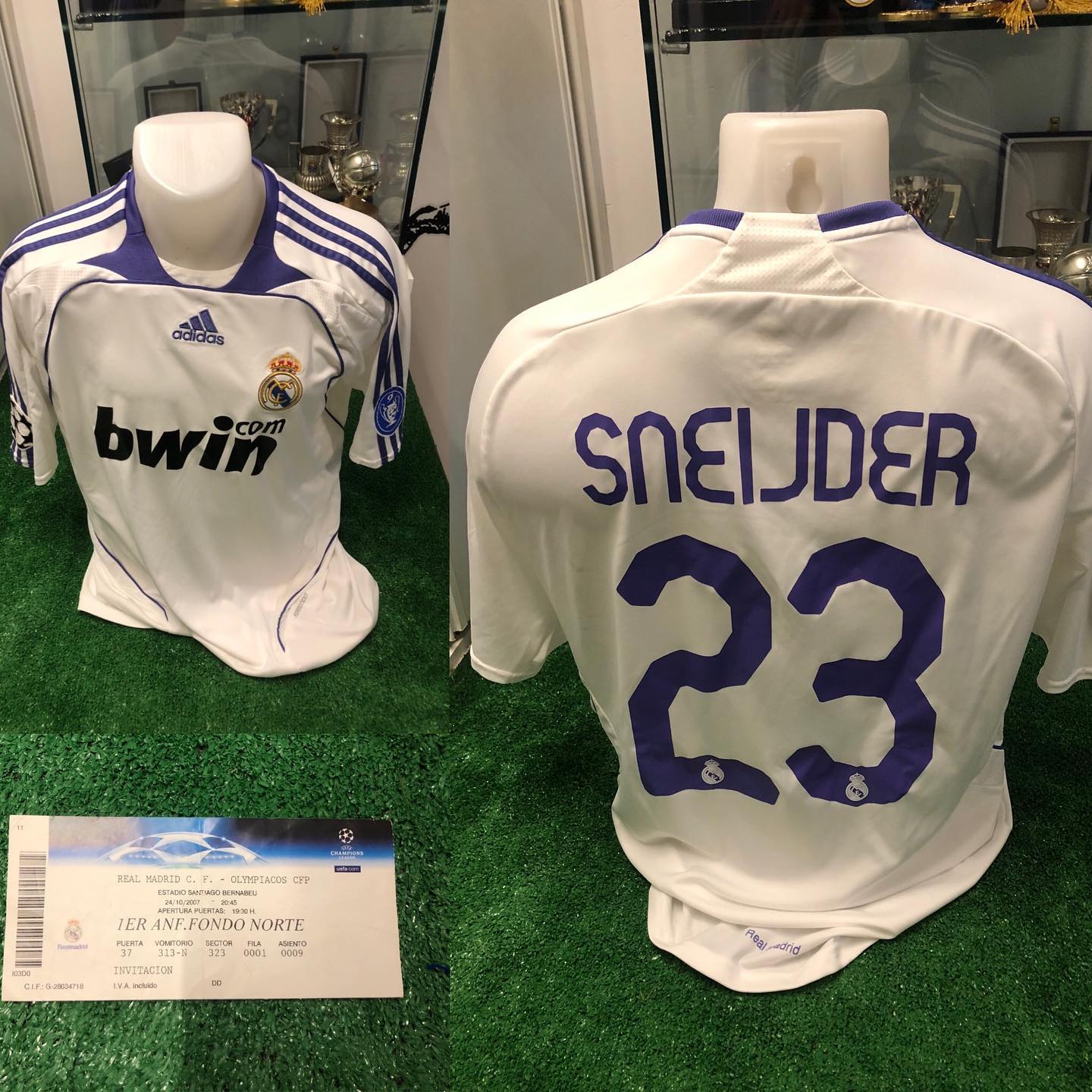 Camiseta Match worn usada por @wesleysneijder con restos de césped, regalada al término del encuentro Real Madrid 4 O...