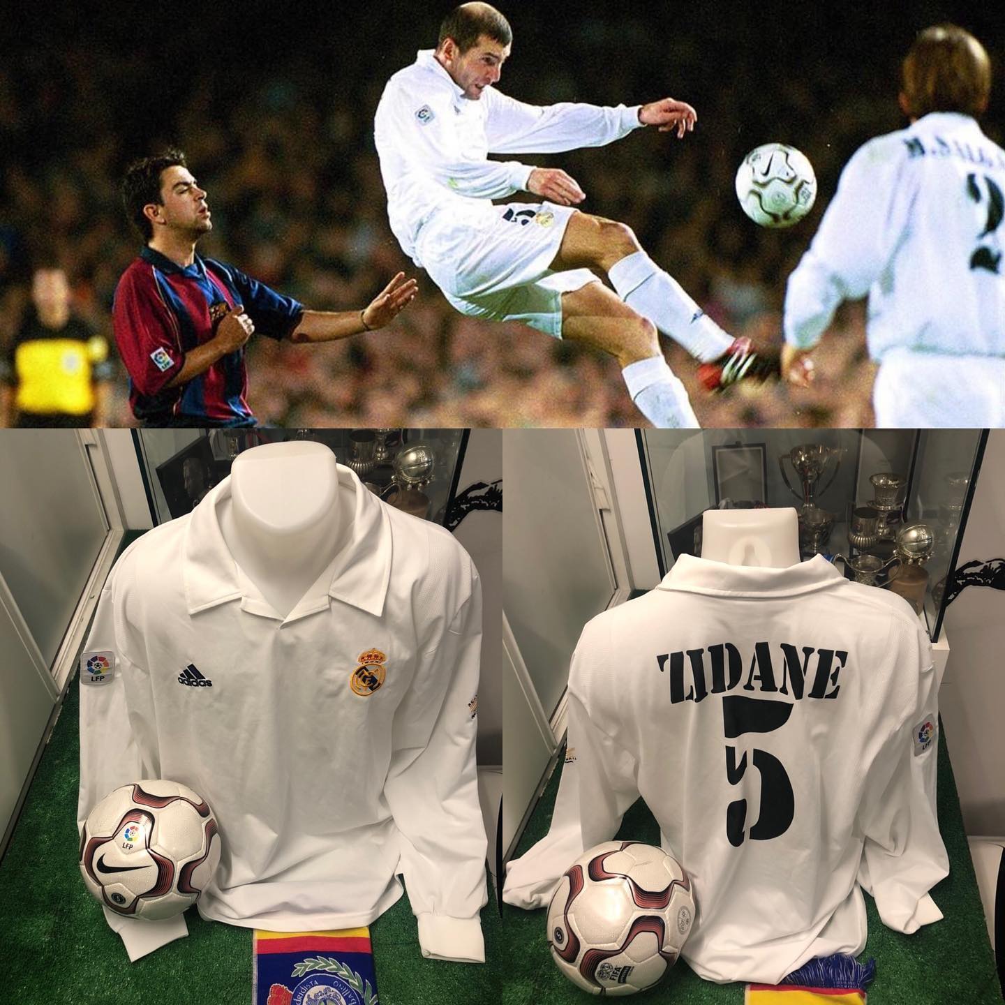 Desde #museomerengue os enseñamos la camiseta Match usada  por el astro francés @zidane en el Derby frente al BarÇa